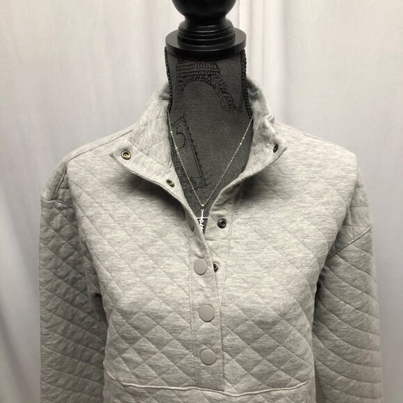 Eddie Bauer Quilted Pullover Sweatshirt Womens Size Small Gray Long Sleeve NEW - Picture 2 of 9
